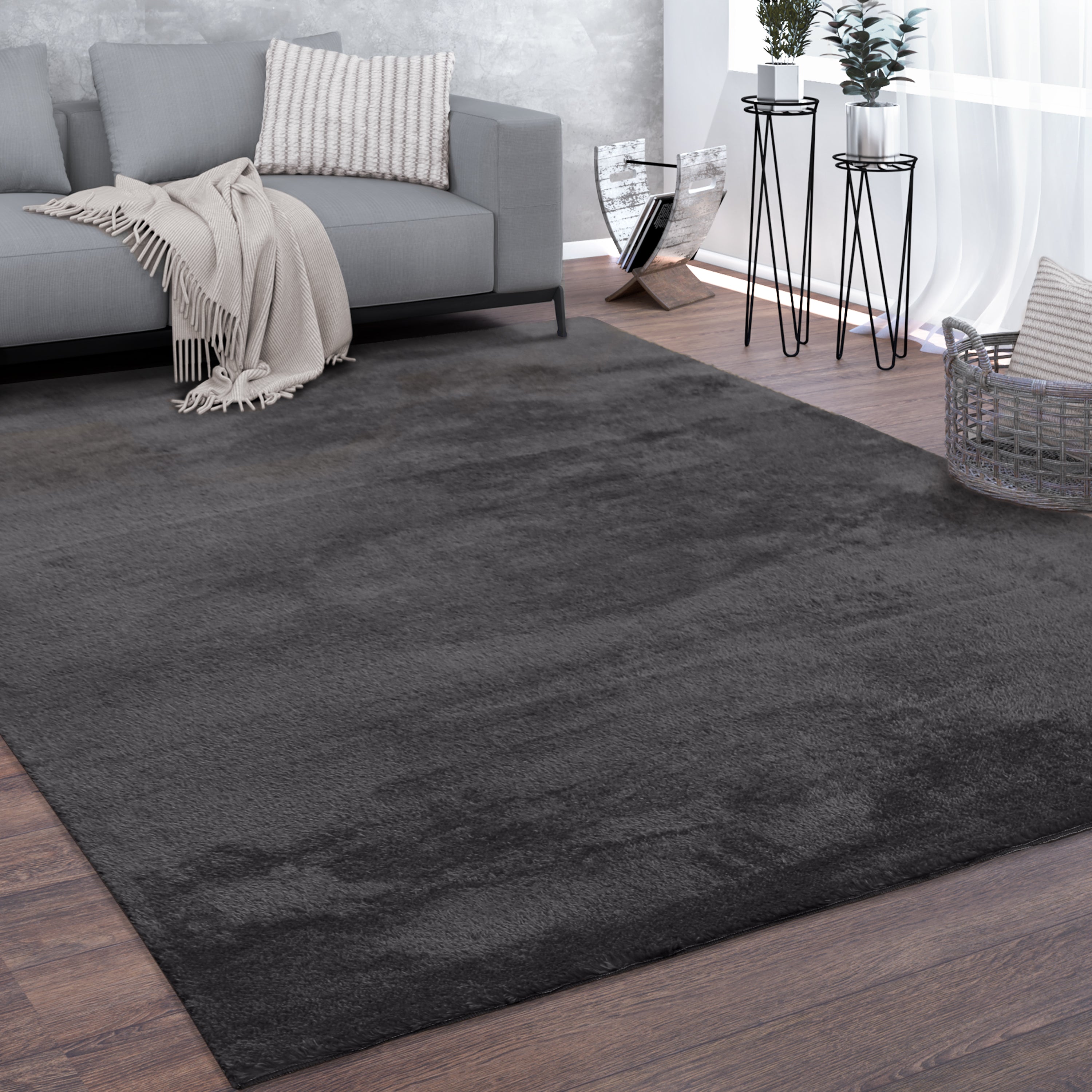 Hochflor Velours Teppich CADIZ 630 ANTHRAZIT –