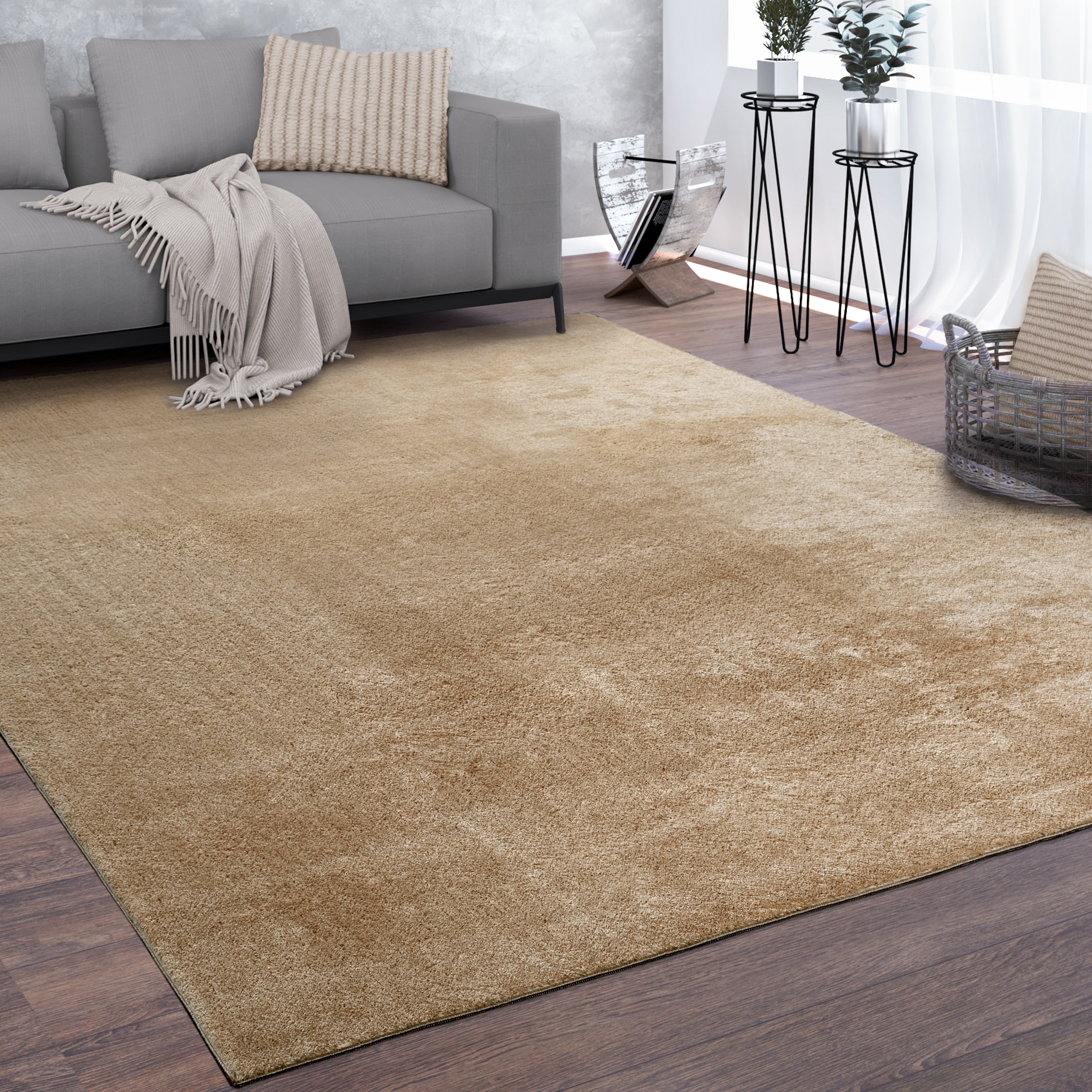 Hochflor Velours Teppich CADIZ 630 DUNKEL-BEIGE –