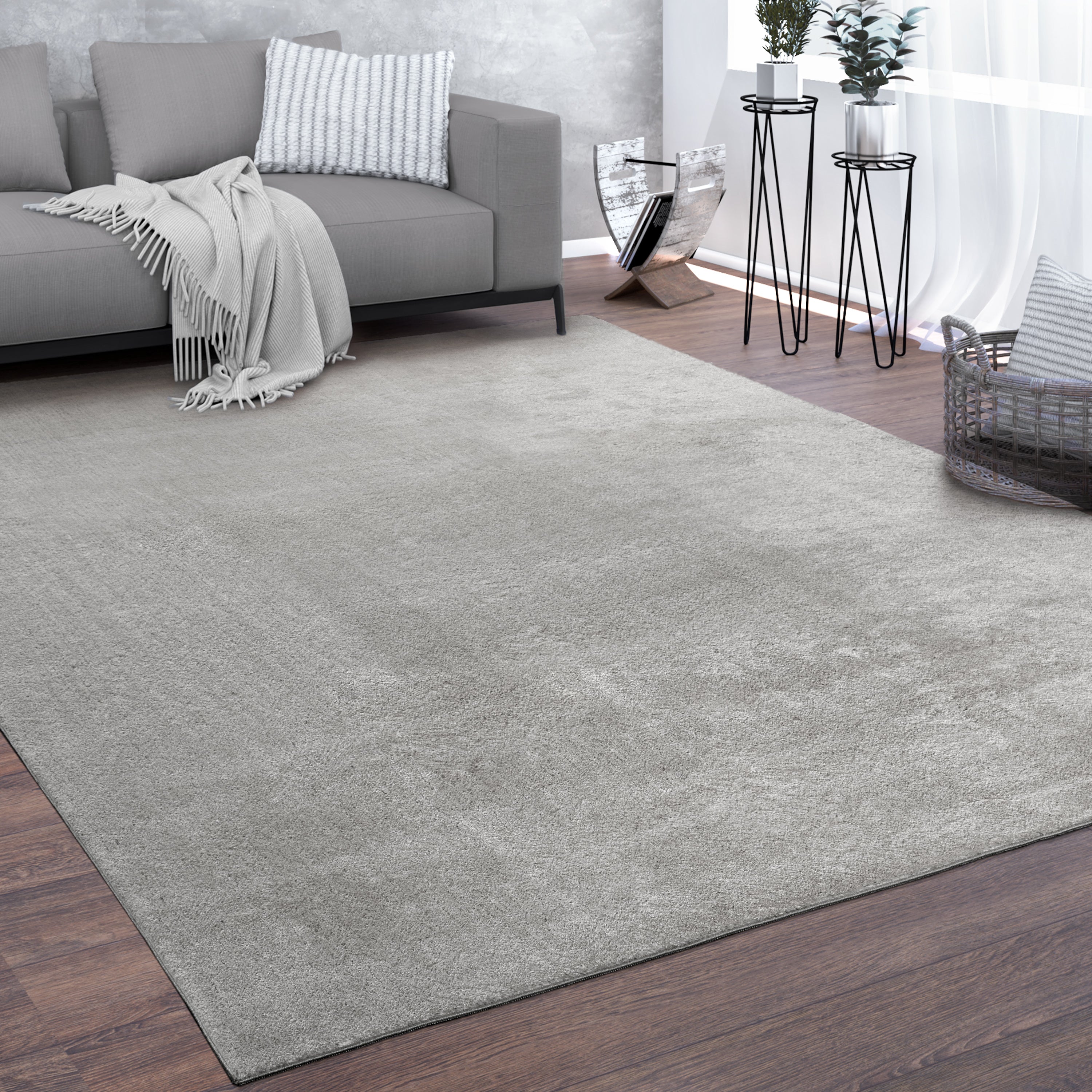 Hochflor Velours Teppich CADIZ 630 SILBER –