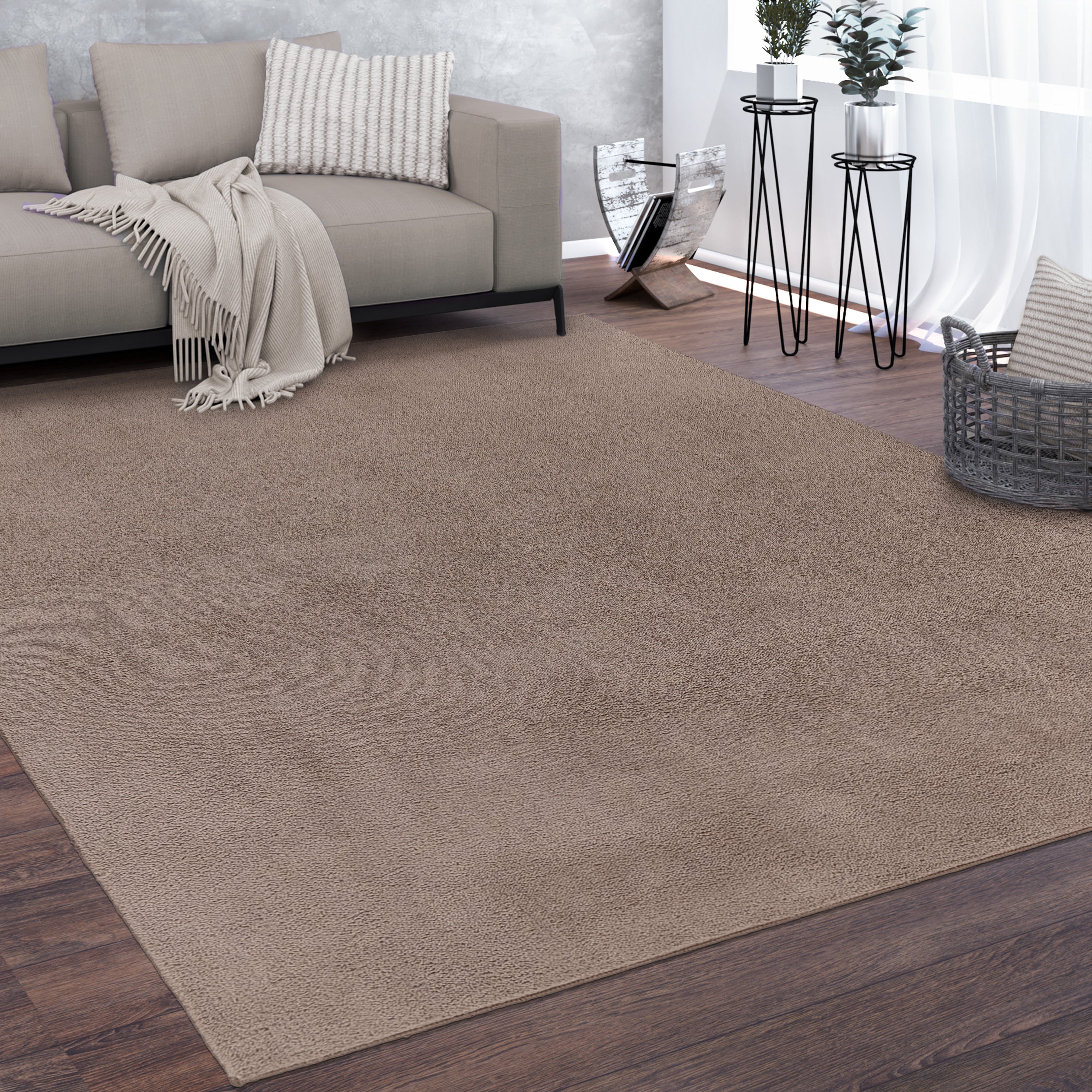 Hochflor Velours Teppich CADIZ 630 TAUPE –