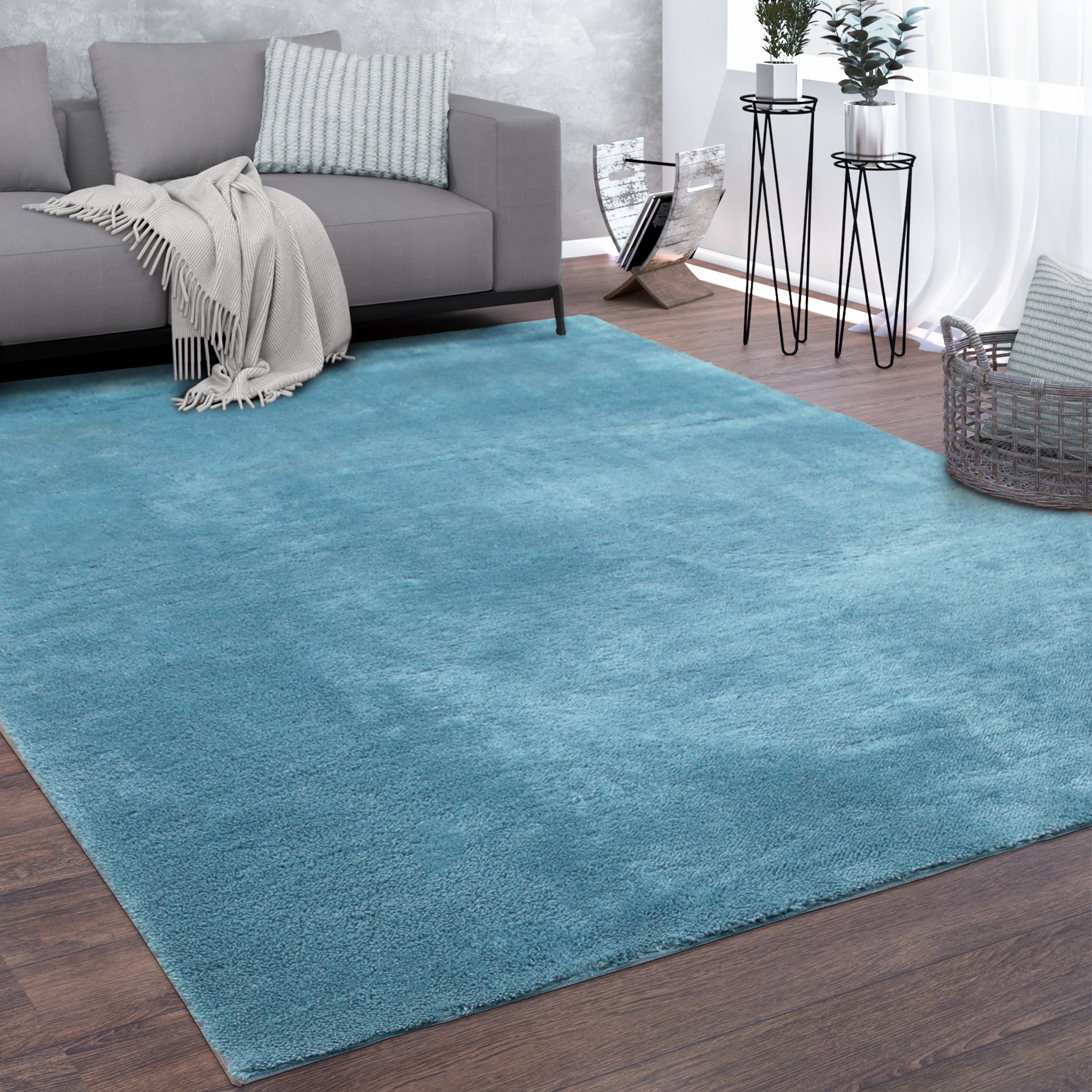 Hochflor Velours Teppich CADIZ 630 TÜRKIS –
