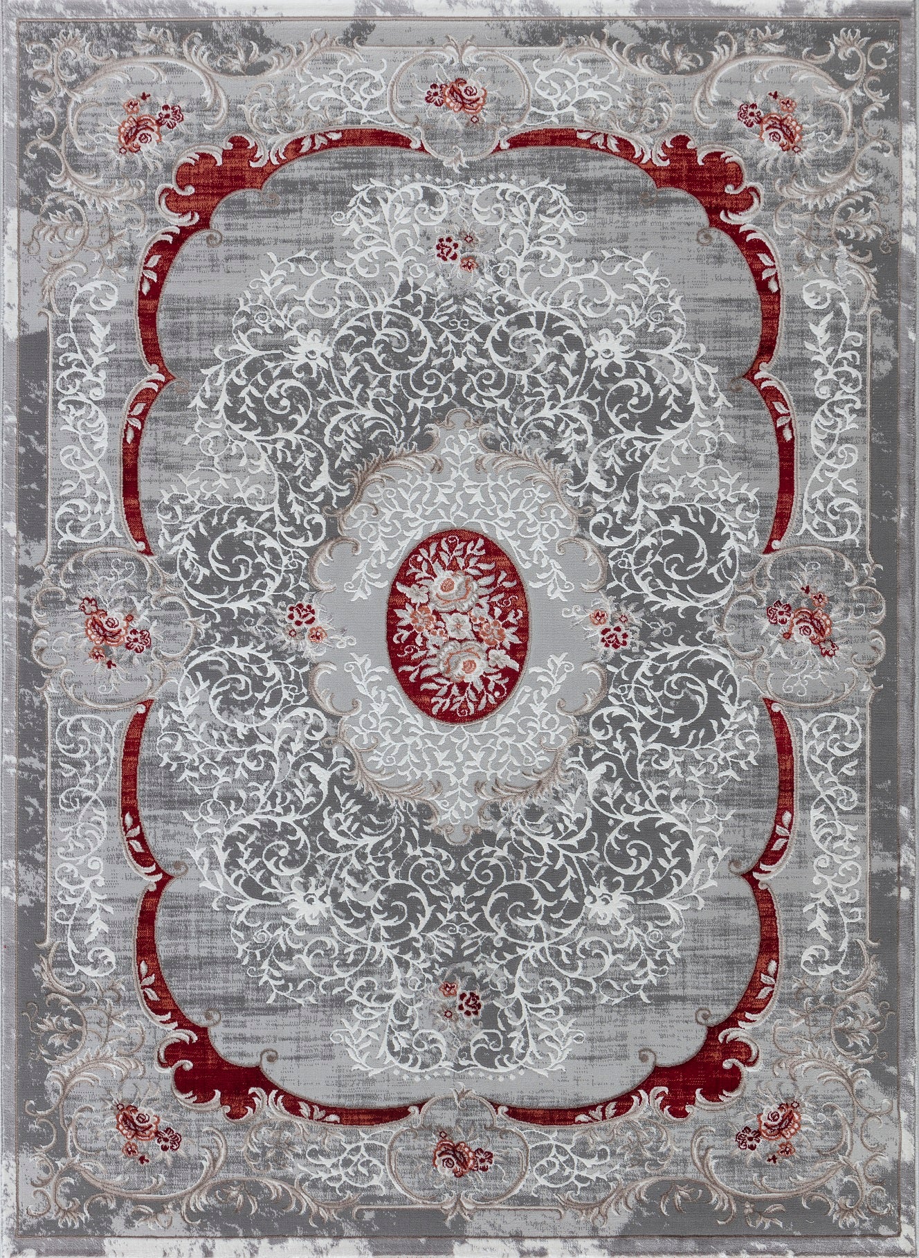 Teppich Ottoman E586A L.GREY S.RED