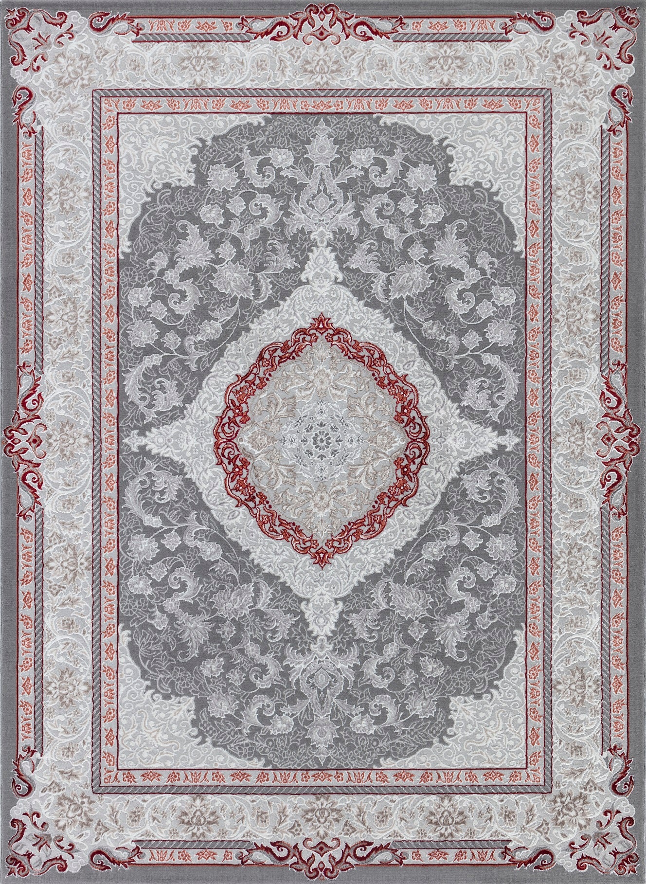 Teppich Ottoman E588A L.GREY S.RED