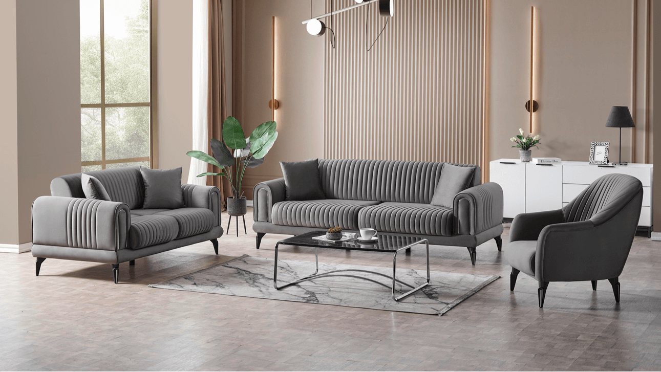 Couchgarnitur 3-2-1 Aston mit Schlaffunktion –
