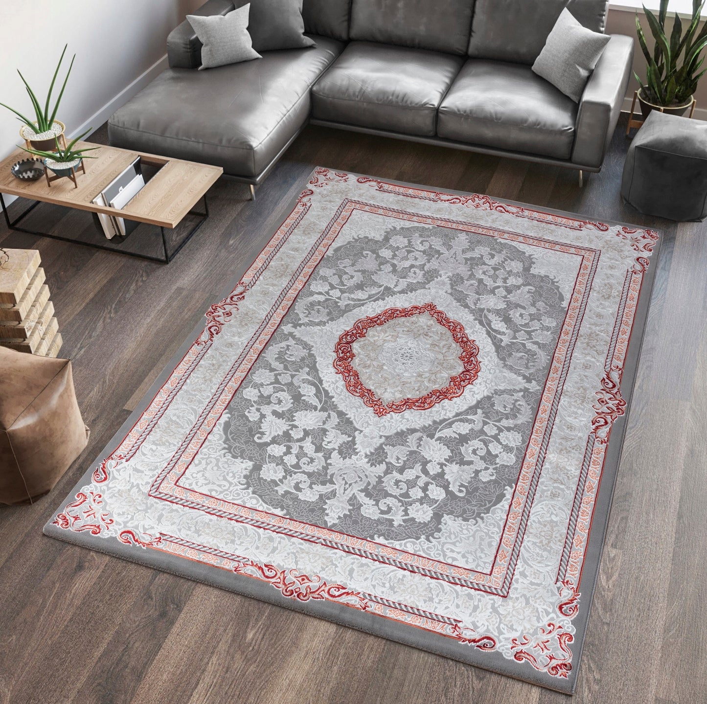 Teppich Ottoman E588A L.GREY S.RED