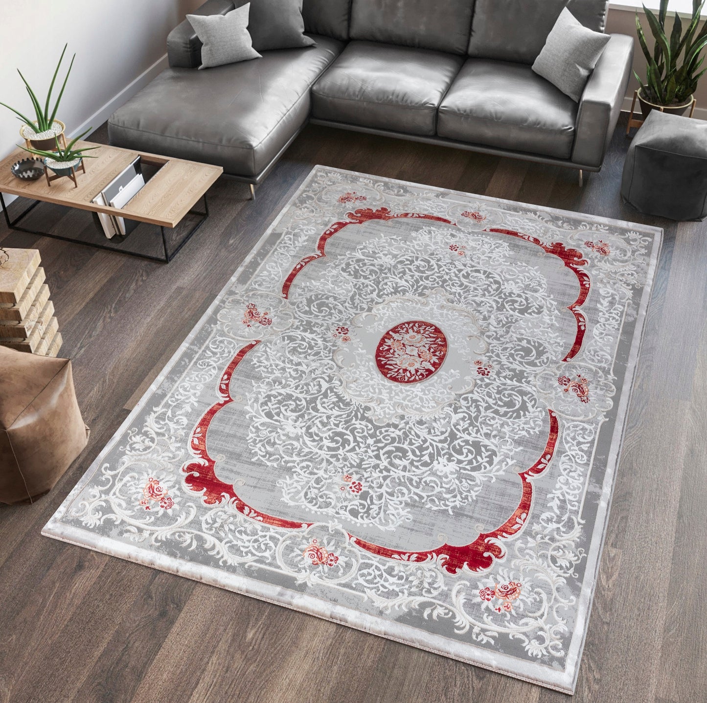Teppich Ottoman E586A L.GREY S.RED