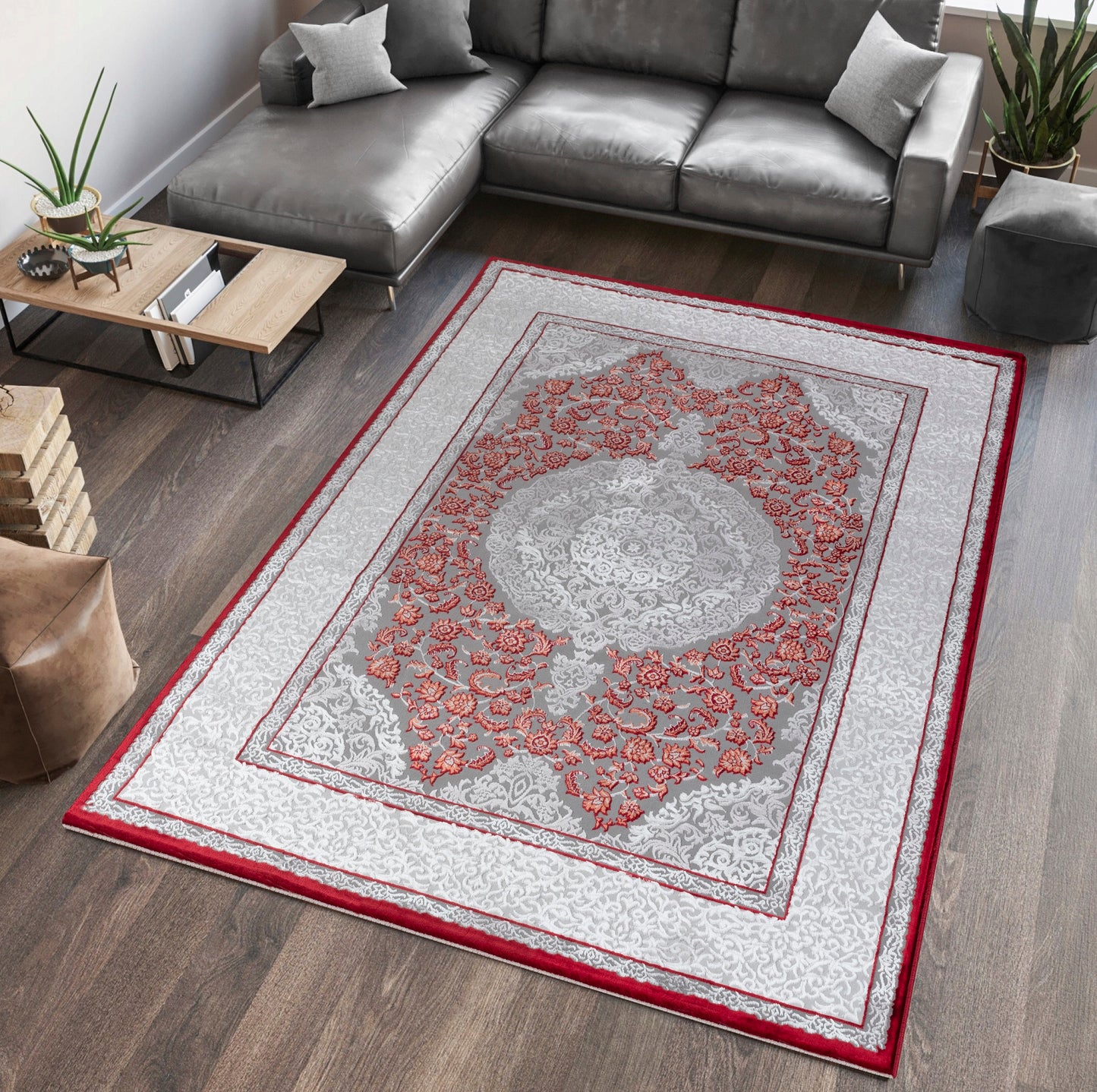 Teppich Ottoman E585A L.GREY S.RED