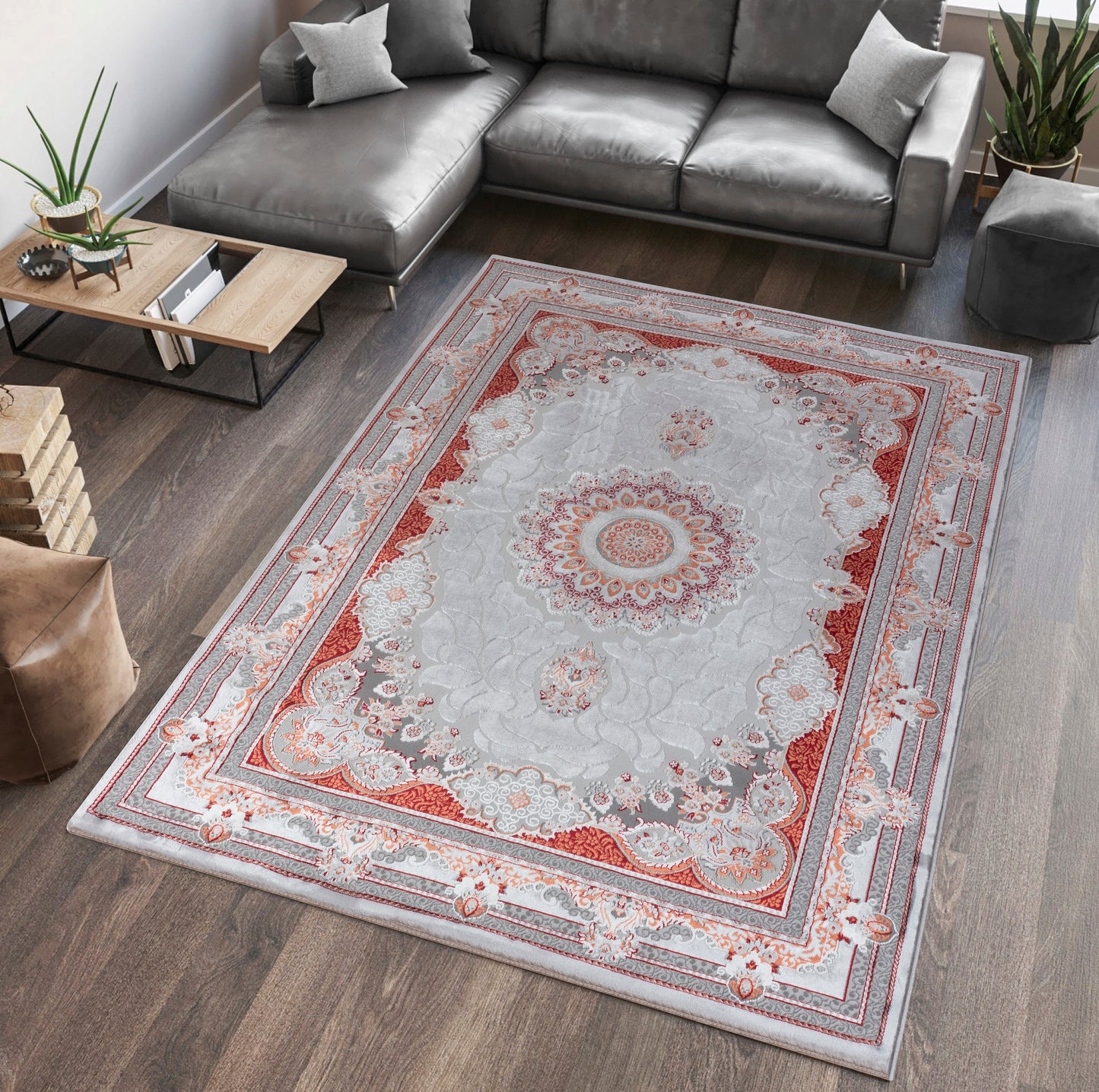 Teppich Ottoman E692A L.GREY S.RED