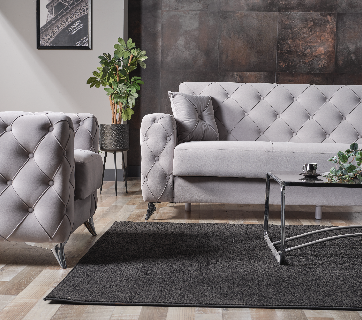 3+2+1 Couchgarnitur Alvina Grau