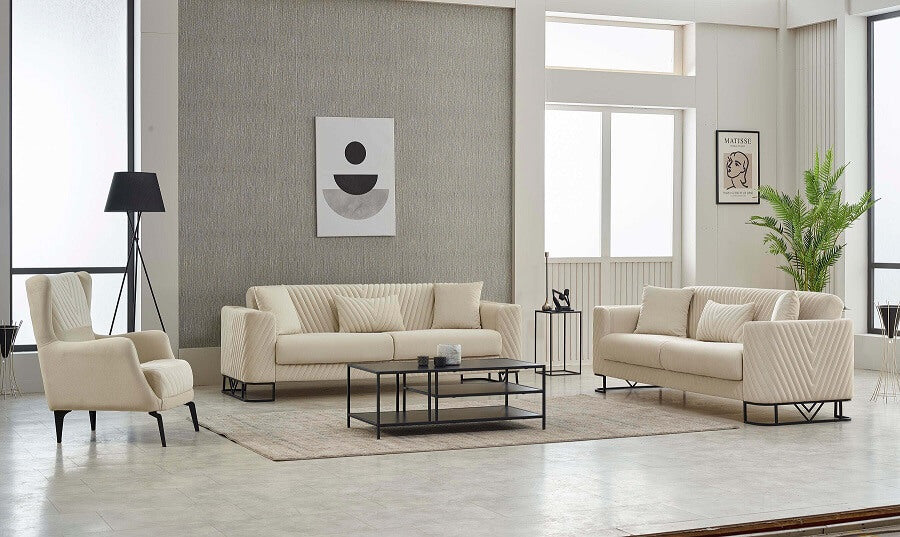 Couchgarnitur, Cream, 3+2+1