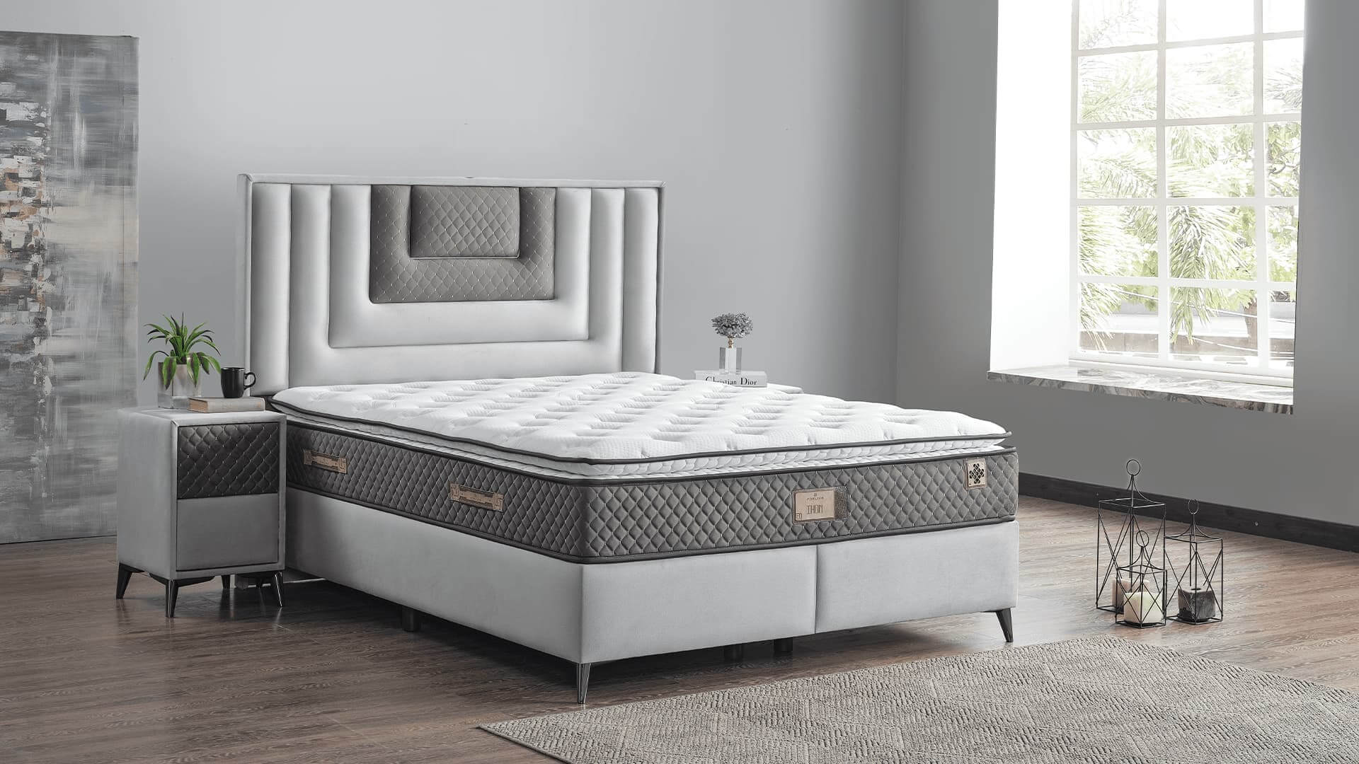 Boxspringbett, Icon, Doppelbett, 160x200, Kommode