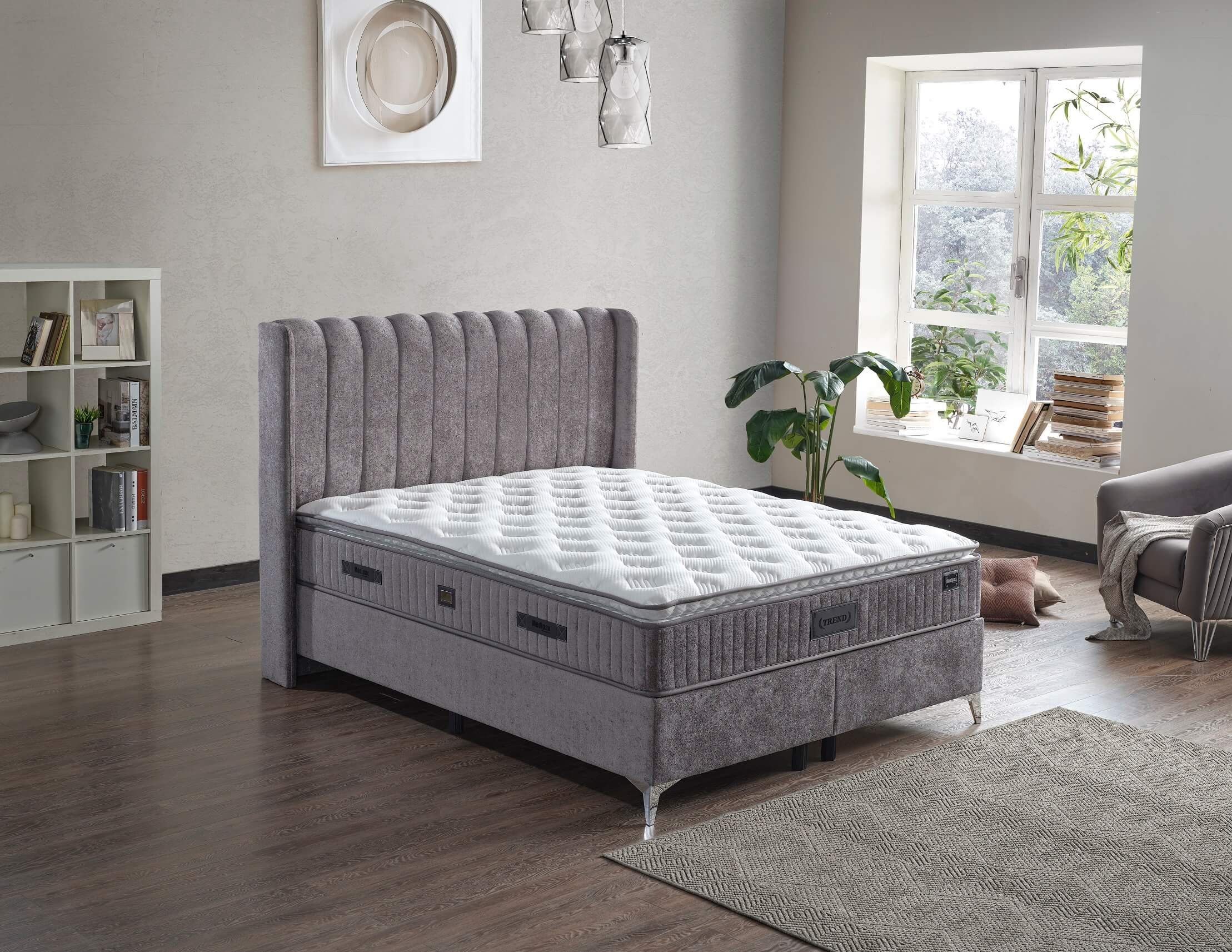 Boxspringbett, Trend, Doppelbett, Bettkasten, Matratze, 160x200