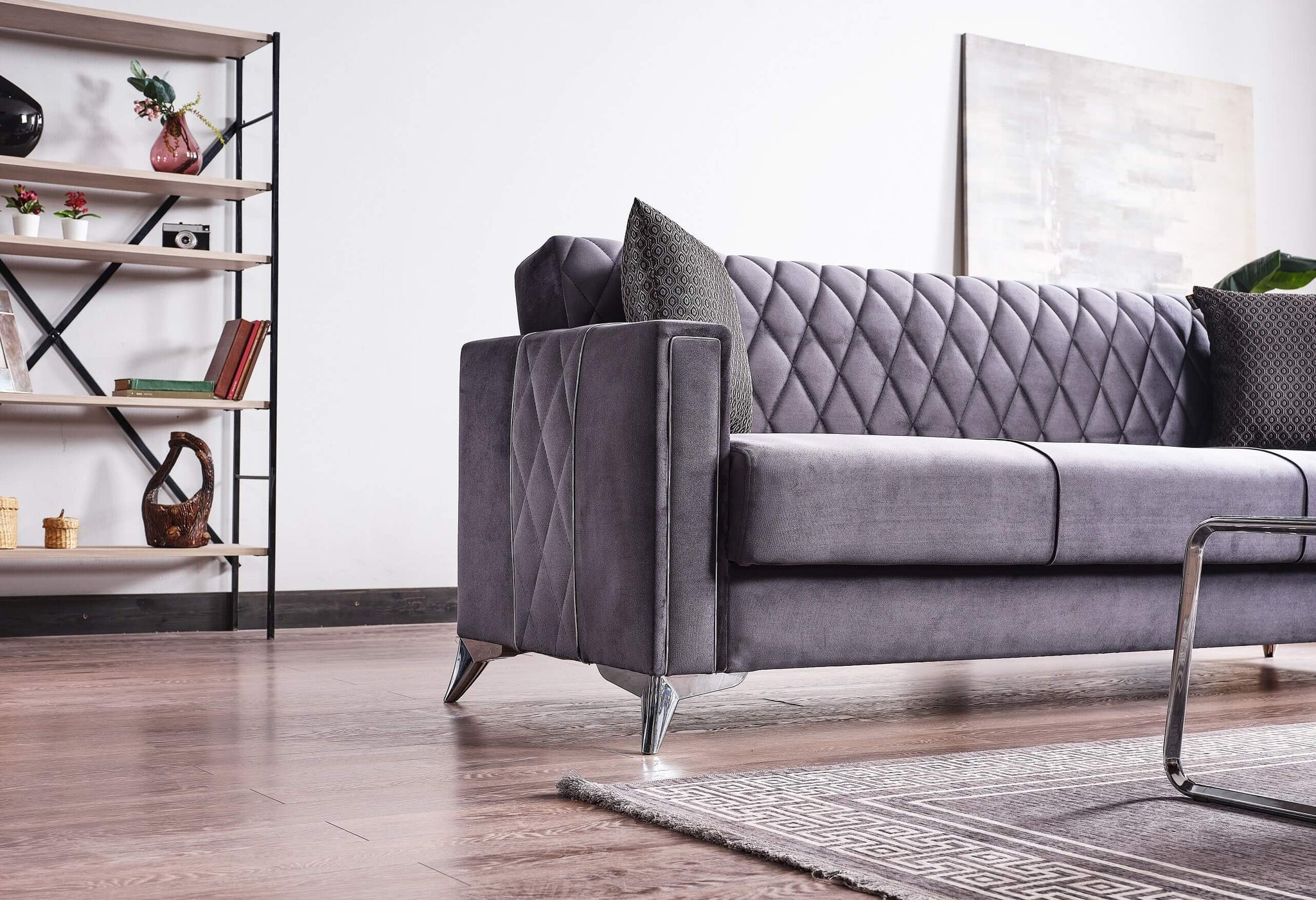 Couchgarnitur, Grau, Schlaffunktion, 3er