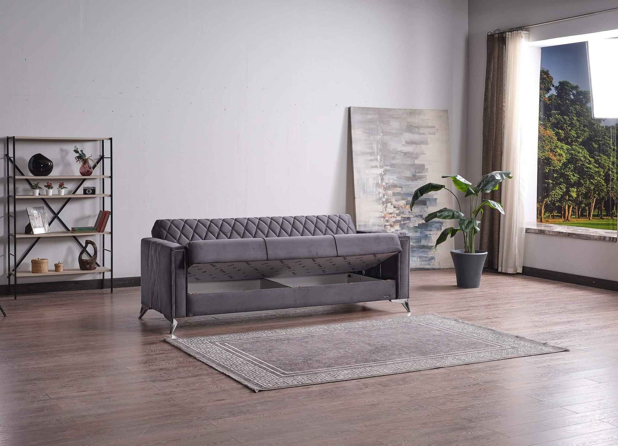 Couchgarnitur, Grau, Schlaffunktion, 3er
